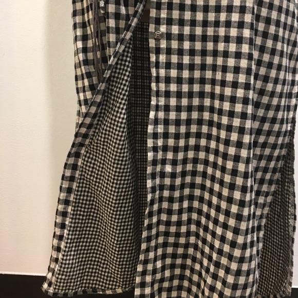 NWT MAXI  by white crow, leather tie belt black & taupe check, button up. - Picture 5 of 10